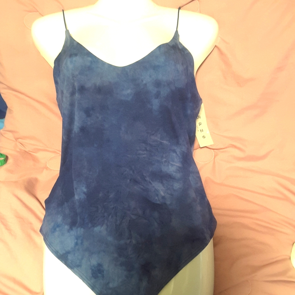 Gaze  blue tie dyed tank body suit